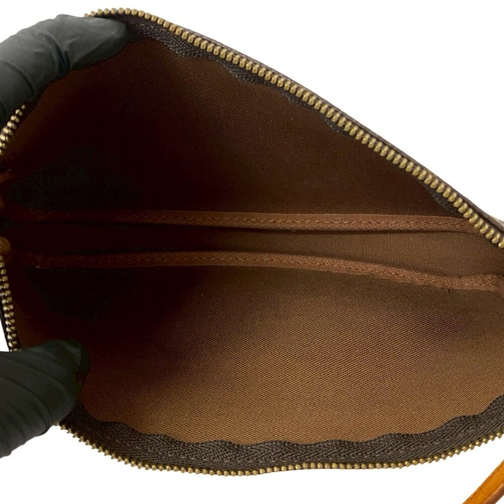 LOUIS VUITTON Authentic Brown Monogram Leather Pochette Bag - Picture 9 of 9
